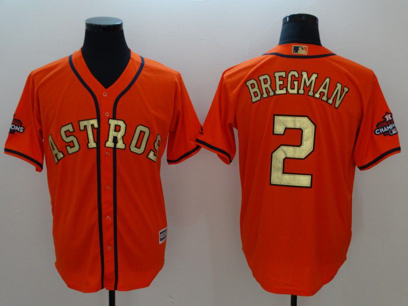 Men Houston Astros 2 Bregman Orange Game Champion Edition MLB Jerseys